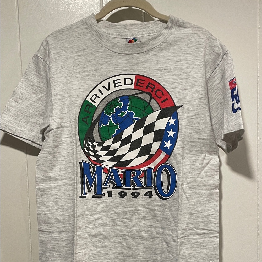 Indy 500 Mario 1994 Gray Graphic T-Shirt
